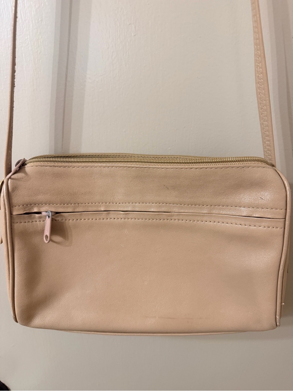 Beige Crossbody Shoulder Bag - Lightweight Everyday Bag